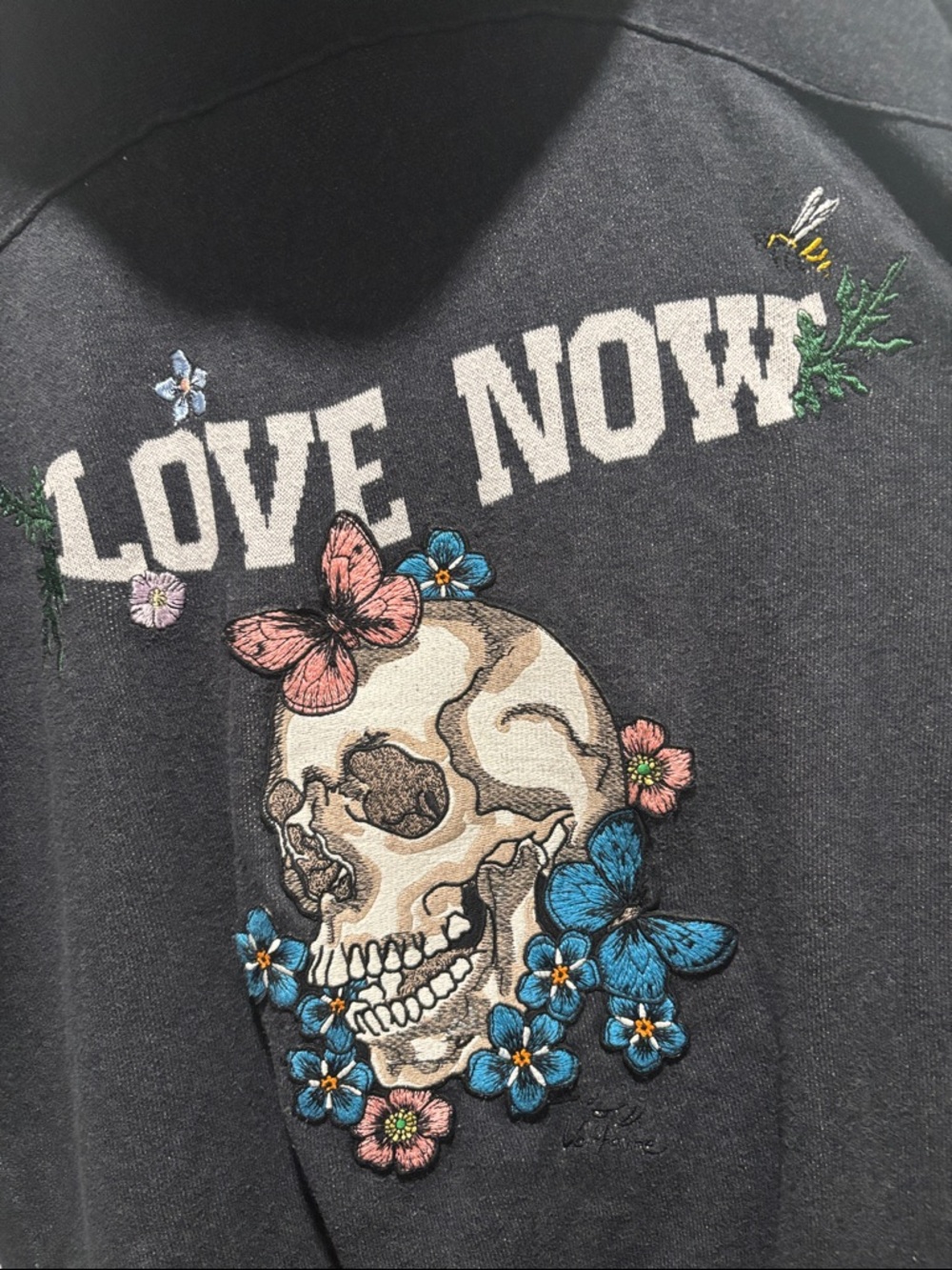 ZADIG & VOLTAIRE “love now” embrodiered skull hoodie sweatshirt - Picture 9 of 10